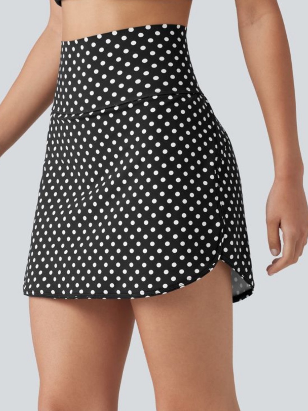 Halara Ultra High-Waist Tummy Control Curved Hem Polka Dot Golf Mini Skirt Large